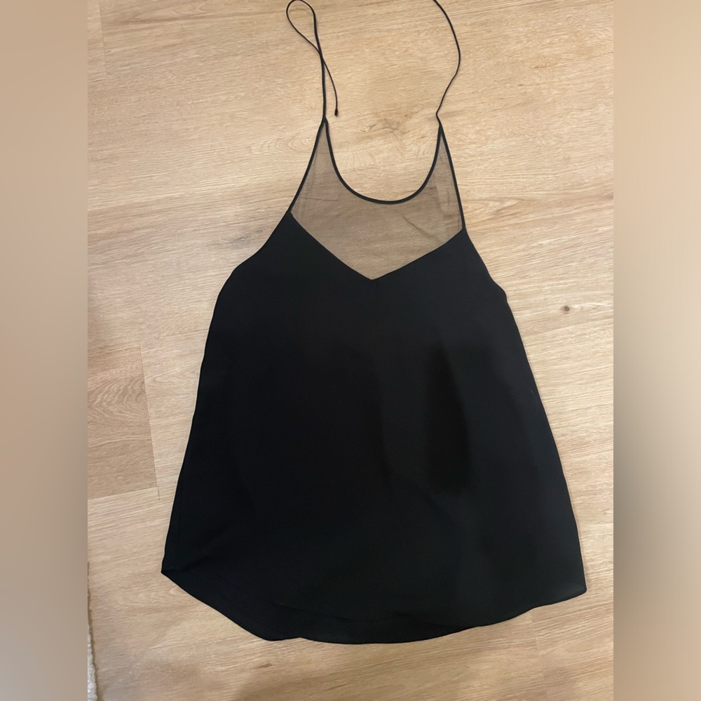 Aritzia Babaton Black Halter Neck Mesh Top, Size Small